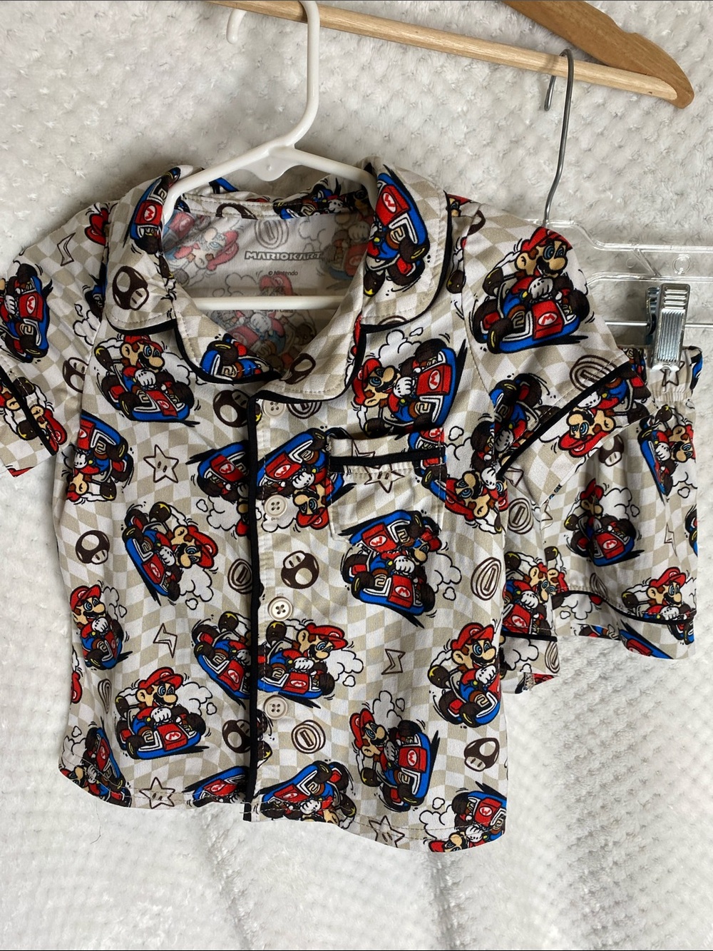 Nintendo Mario Kart Kids Pajama Set in White with Red & Blue
